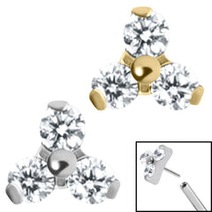 Titanium Threadless (Bend fit) Claw Set CZ Jewelled Trinity