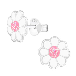 Sterling Silver Daisy Flower Ear Stud Earrings ES67