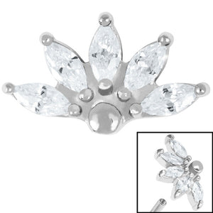 Steel Claw Set CZ Sunrise Marquise Fan for Internal Thread shafts in 1.2mm