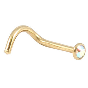 Zircon Titanium Jewelled Nose Stud (Gold colour)