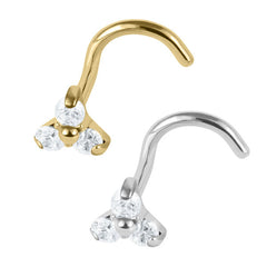 Titanium Claw Set Jewelled Trinity Nose Stud