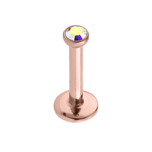 Rose Gold Steel Internally Threaded Jewelled Labrets 1.2mm