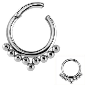 Steel Hinged Segment Ring - Tribal 9 Ball (Clicker)