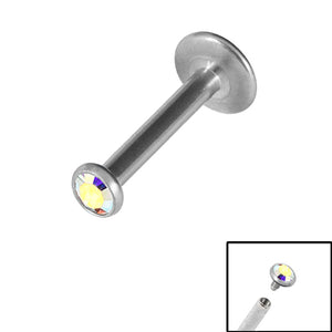 Titanium Internally Threaded Labrets 1.2mm - Titanium Bezel Set Jewelled Ball