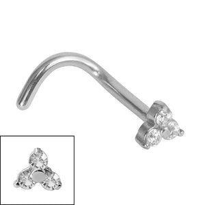 Steel Claw Set Jewelled Trinity Nose Stud