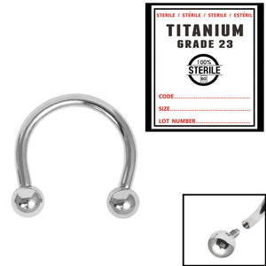 Sterile Titanium Internal Thread Circular Barbells (CBB) (Horseshoes)