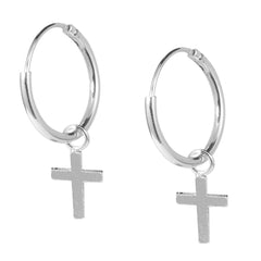 view all Sterling Silver Hoops - Drop Earrings - Cross H146 body jewellery