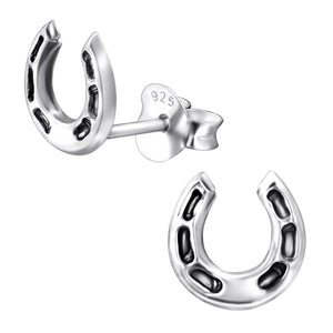 Sterling Silver Horseshoe Ear Stud Earrings ES111