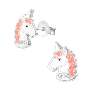 Sterling Silver Sparkly Unicorn Ear Stud Earrings ES88