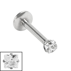 Steel Internally Threaded Claw Set Square Jewelled Labrets 1.2mm