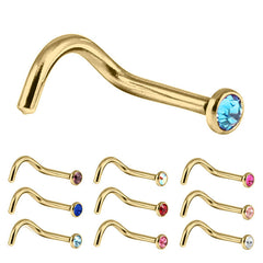 Gold Plated Titanium (PVD) Jewelled Nose Stud