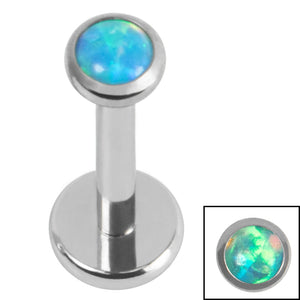 Titanium Internally Threaded Labrets 1.2mm - Titanium Bezel Set Opal Disk