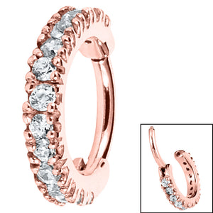 Steel 2.2mm Pave Set Jewelled Edge Hinged Clicker Ring