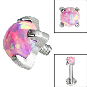 Titanium Claw Set Round Synth Opal Top for Internal Thread shafts in 1.2mm