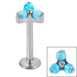 Titanium Internally Threaded Labrets 1.2mm - Titanium Claw Set Synth Opal Trinity