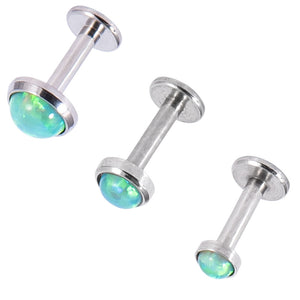 Steel Triple Piercing - Internally Threaded Opal Disk Labrets 1.2mm