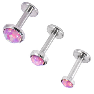 Steel Triple Piercing - Internally Threaded Opal Disk Labrets 1.2mm