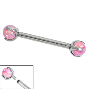 Titanium Internally Threaded Barbells 1.6mm - Titanium Claw Set Opal Balls