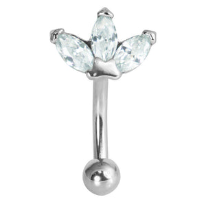Steel 3 Jewel Marquise Fan Micro Curved Bar 1.2mm