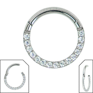 Steel Hinged Pave Set Eternity Clicker Ring