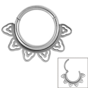 Steel Sunburst Hinged Clicker Ring