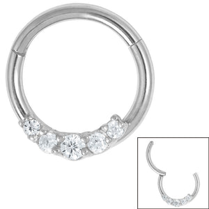 Steel Claw Set Radiant Jewelled Hinged Clicker Ring