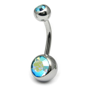 Titanium Double Jewelled Belly Bars 8mm Mirror Polish