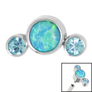 Titanium (Infinity) Bezel Set 3 Opal and Jewels Crescent for Internal Thread shafts in 1.2mm