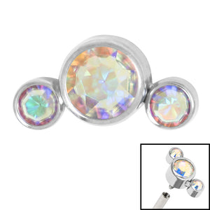 Titanium (Infinity) Bezel Set 3 Jewel Crescent for Internal Thread shafts in 1.2mm