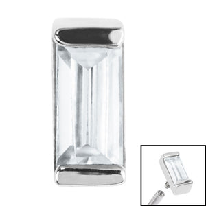 Steel Channel Set Baguette Cut Jewel for Internal Thread shafts in 1.2mm