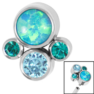 Titanium (Infinity) Bezel Set Opal and Jewel Cluster for Internal Thread shafts in 1.2mm