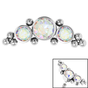 Titanium (Infinity) Bezel Set 3 Jewel Tribal Asia Crescent for Internal Thread shafts in 1.2mm