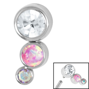 Titanium (Infinity) Bezel Set Triple Opal and Jewel Curve for Internal Thread shafts in 1.2mm