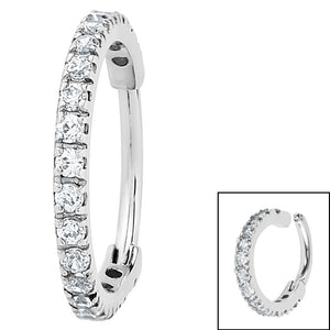 Steel 1.7mm Pave Set Jewelled Edge Hinged Clicker Ring