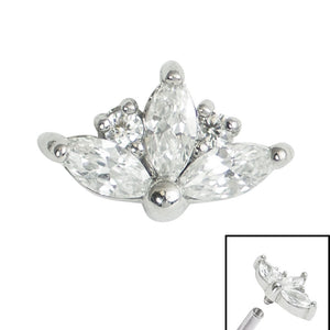 Steel Claw Set 3 Jewelled Marquise Sunset for Internal Thread shafts in 1.2mm