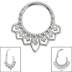 Steel Mandala Hinged Clicker Ring