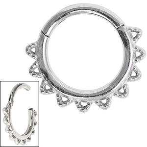 Steel Filigree Lace Hinged Clicker Ring