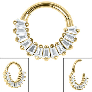 Steel Claw Set Multi-Baguette Hinged Clicker Ring