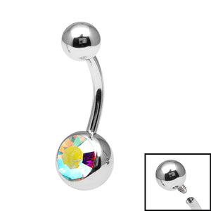 Titanium Internal Thread Jewelled Belly Bar - 14mm