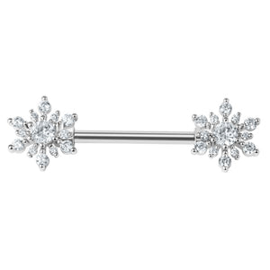 Steel Claw Set Jewelled Sunburst Nipple Bar