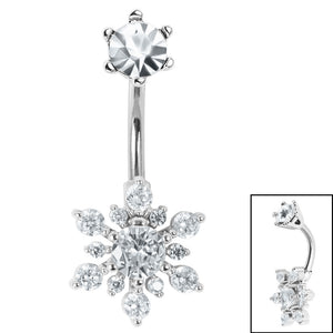 Belly Bar - Claw Set CZ Jewelled Sunburst