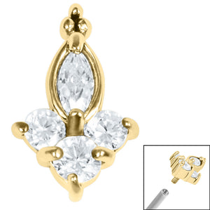 Steel Claw Set CZ Marquise Jewelled Asia Trinity for Internal Thread shafts in 1.2mm