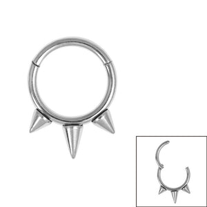 Titanium Tribal Spike Hinged Clicker Ring