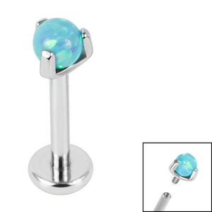 Titanium Internally Threaded Labrets 1.2mm - Titanium Claw Set Synth Opal Ball