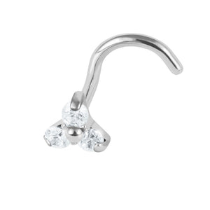 Titanium Claw Set Jewelled Trinity Nose Stud