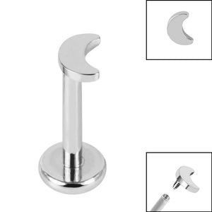 Titanium Internally Threaded Labrets 1.2mm - Titanium Crescent Moon