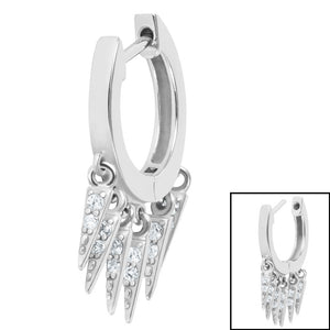 Steel Huggie Earring with Jewelled Tassels