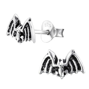 Sterling Silver Spooky Bat Ear Stud Earrings ES59