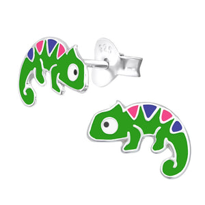 Sterling Silver Chameleon Ear Stud Earrings ES91