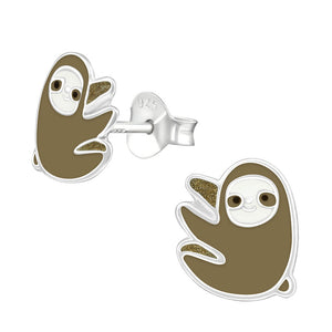 Sterling Silver Sloth Ear Stud Earrings ES100